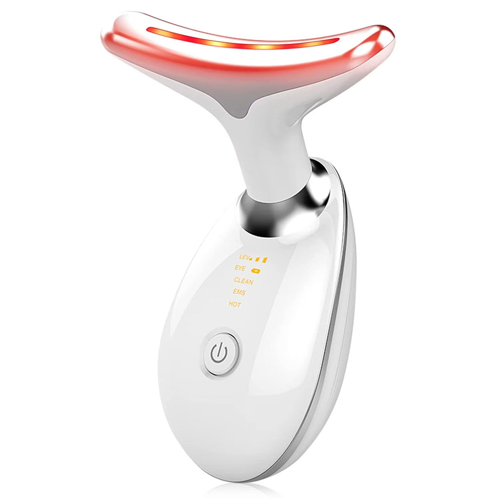 7-Color Anti-Aging Firming Face & Neck Massager w Heat EMS Red Light Beauty Devi