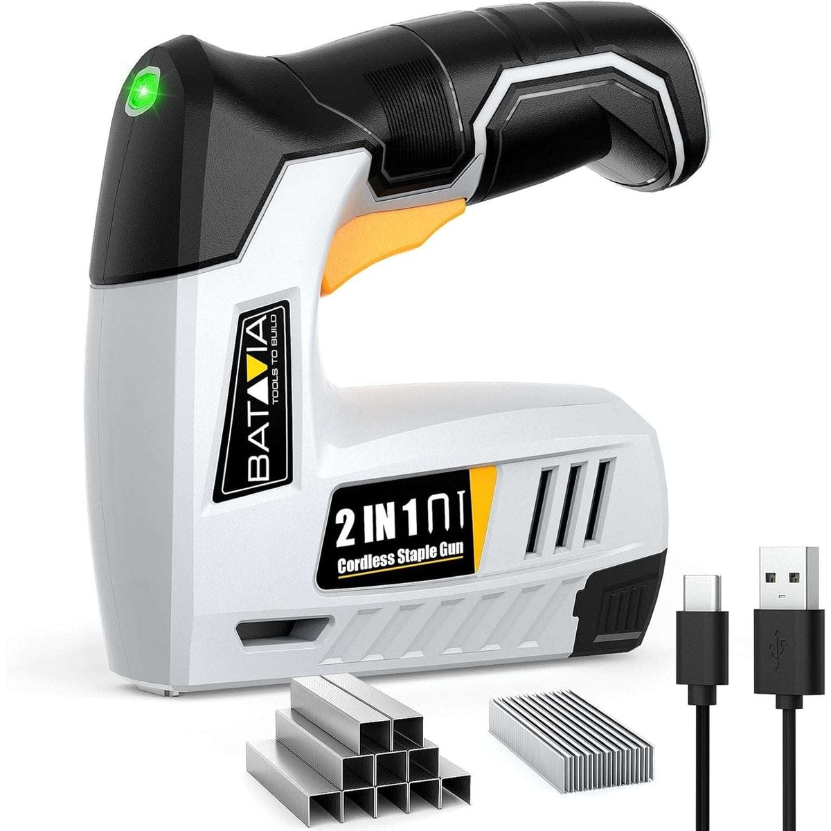 BATAVIA 2-in-1 Electric Staple Gun & Brad Nailer Kit Cordless w/ Triple Safety