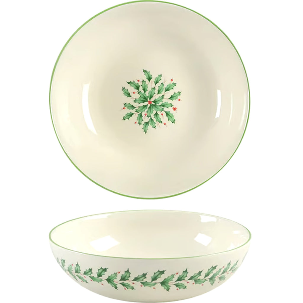 Lenox Holiday Entertaining Christmas Holly & Berries 12" Pasta Serving Bowl
