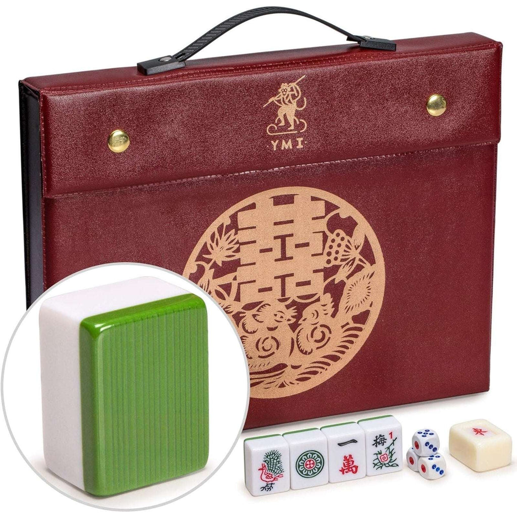 Yellow Mountain Rouge Heritage Chinese Mahjong Set, 146 Engraved Melamine Tiles