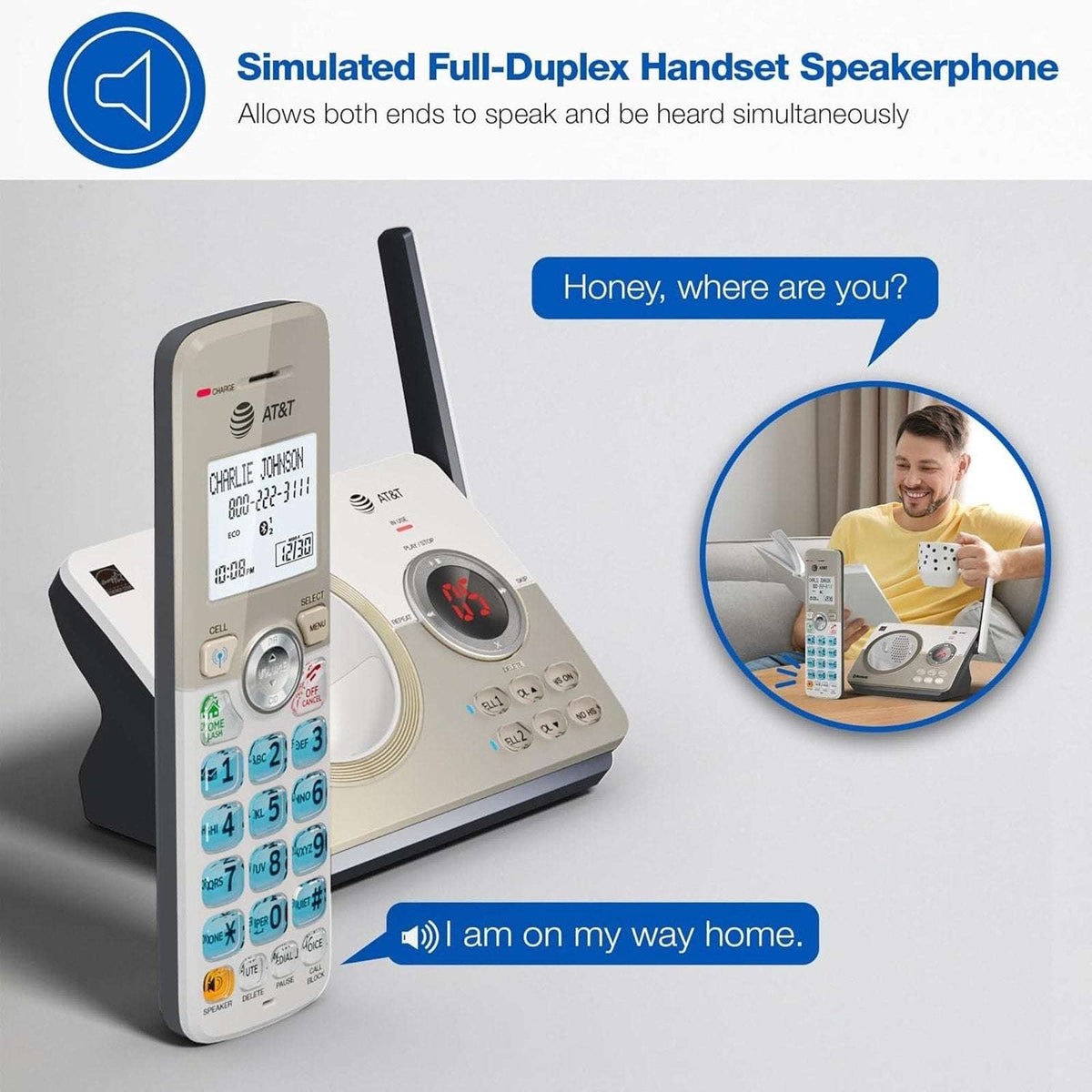 AT&T DL72219 Expandable 2 Handset Cordless Phone Answering Sys w Connect to Cell