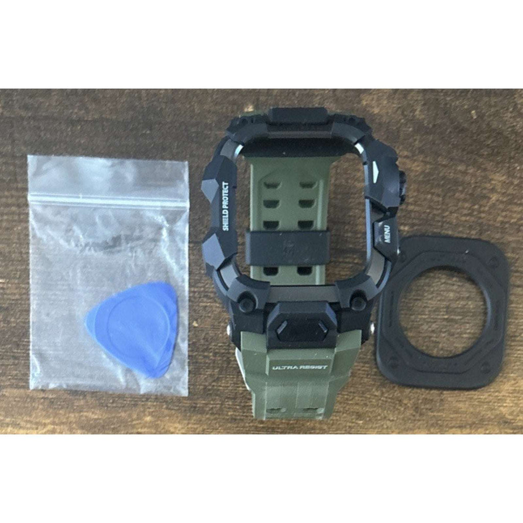 ULTIMAL Rugged Shockproof Case +Band for Apple Watch 45mm Series 9/8/7 ArmyGreen