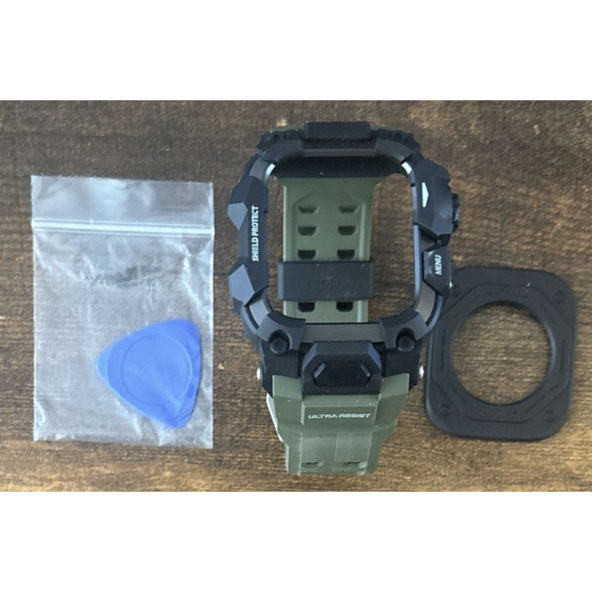ULTIMAL Rugged Shockproof Case +Band for Apple Watch 45mm Series 9/8/7 ArmyGreen