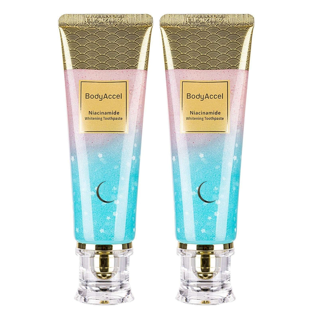 2 Tubes BodyAccel Niacinamide Fluoride-Free Whitening Toothpaste 3.5oz Exp 2028