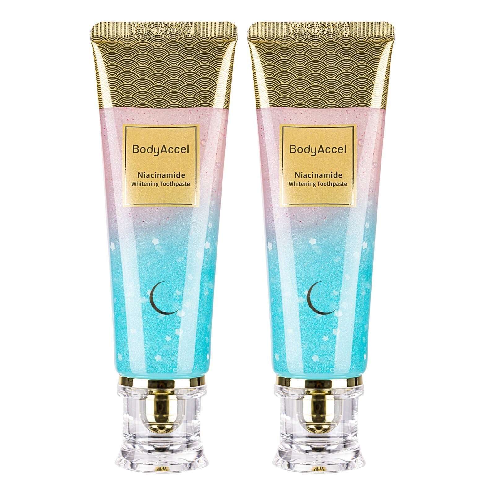 2 Tubes BodyAccel Niacinamide Fluoride-Free Whitening Toothpaste 3.5oz Exp 2028