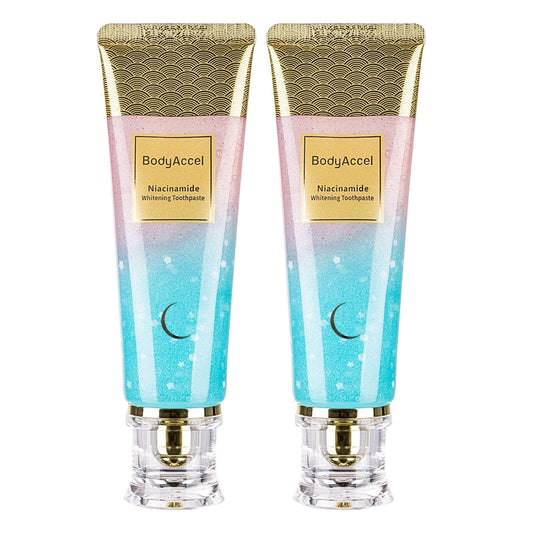 2 Tubes BodyAccel Niacinamide Fluoride-Free Whitening Toothpaste 3.5oz Exp 2028