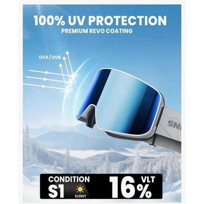 SNOWER Ski Goggles, OTG Anti Fog HD Snowboard Snow Goggles, 100% UV Protection