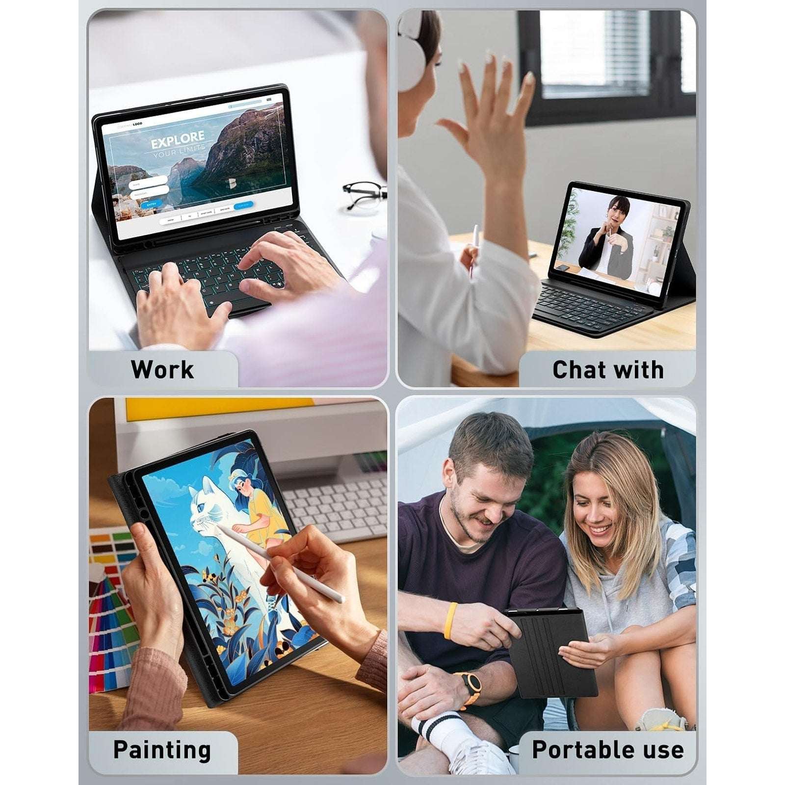 TUNKARMOR iPad 11th Gen A16 2025/2022 10th Gen Case, Magnetic Keyboard & Mouse
