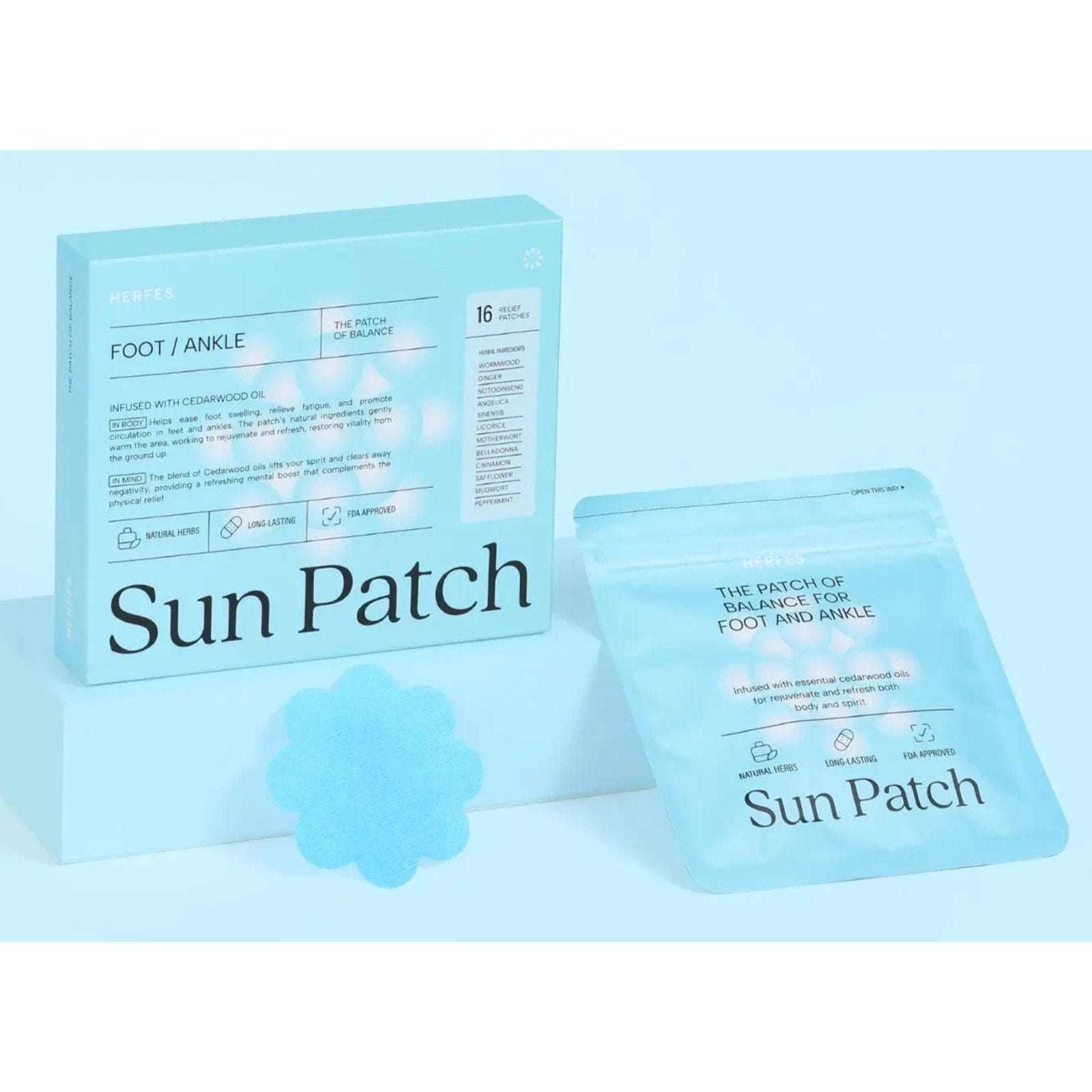Herfes Foot Ankle Sun Patch 16 Patches The Patch of Balance Swelling Circulation