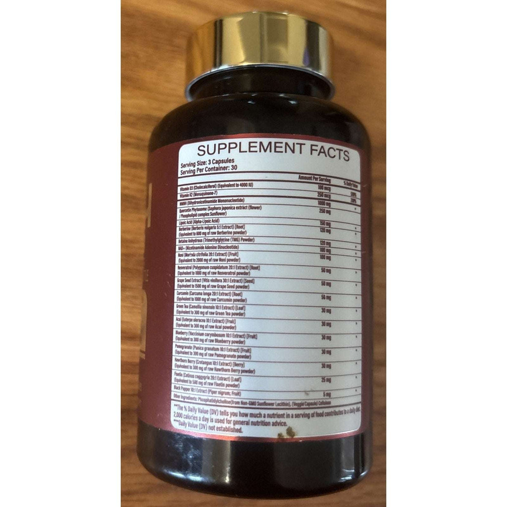 NMNH 19-in-1 NAD+ Resveratrol Quercetin Berberine 90 Capsules 30000mg Per Bottle