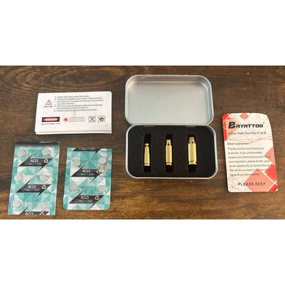 Red Laser Bore Sight 9MM + .45 ACP + .40 S&W Brass Cartridge Boresighter +10 Bat