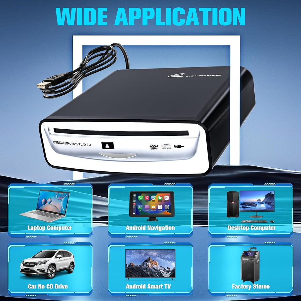 Portable External USB & Bluetooth Car DVD CD MP4 MP3 Player Plug & Play SX2800A