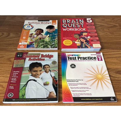 Lot of 4 Homeschool Workbooks Grade 4/5/6/7 Spectrum Summer Bridge Brain Quest