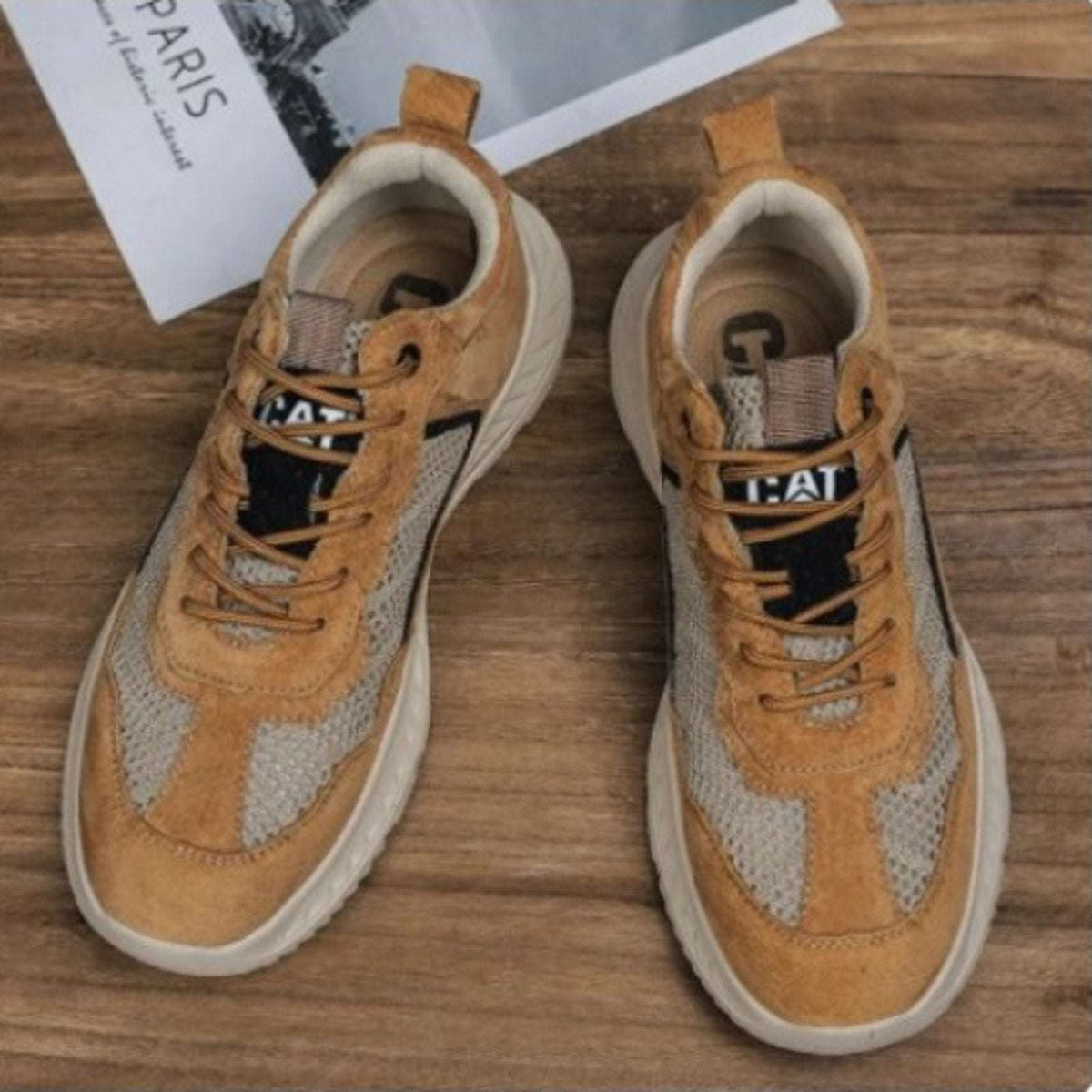 Caterpillar CAT Suede & Mesh Non-Slip Lace-Up Low Cut Sneakers Men's Sz 10 Wide