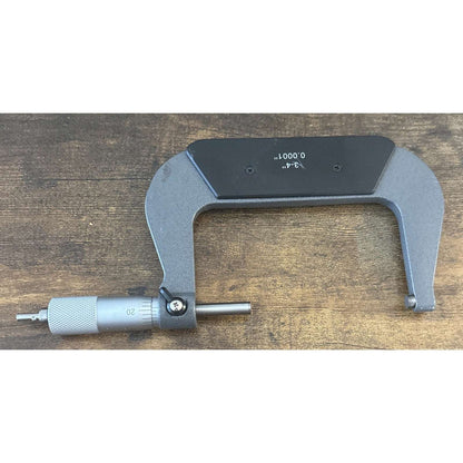 3-4" Outside Diameter Micrometer Accuracy 0.0001" Carbide w Ratchet Stop Thimble