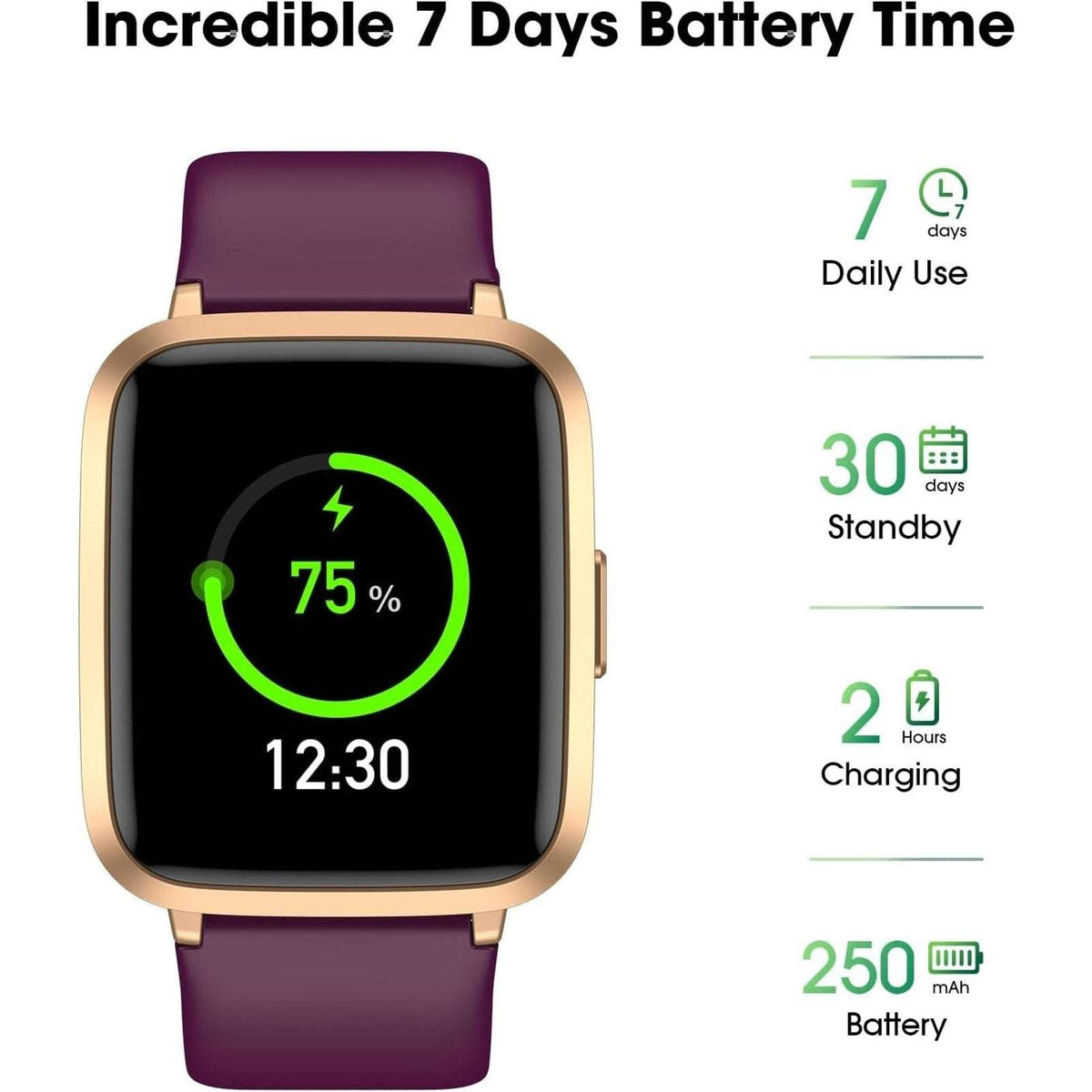 IW1 LITE Smart Watch Waterproof Fitness, Sleep, Activity & Health Tracker Purple