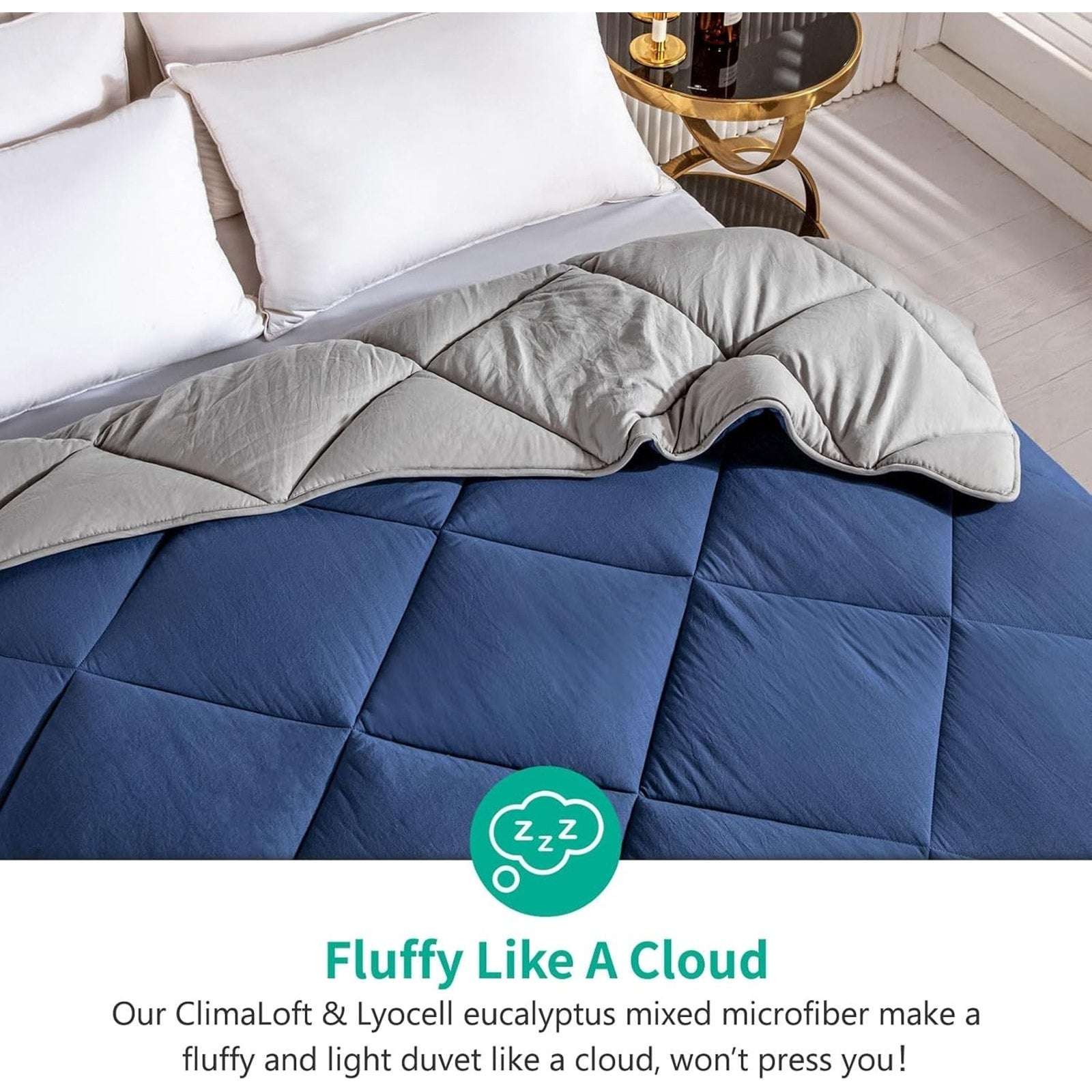 Hotel Quality Down-Alternative Comforter by APSMILE Navy/Gray Duvet Insert King