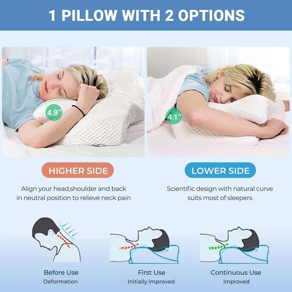 Elviros Cervical Memory Foam Pillow Neck & Shoulder Pain Ergonomic All Sleepers