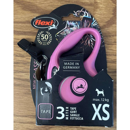 FLEXI New Classic Tape Retractable Dog Leash XS XSmall Pink 10ft Up to 26lbs