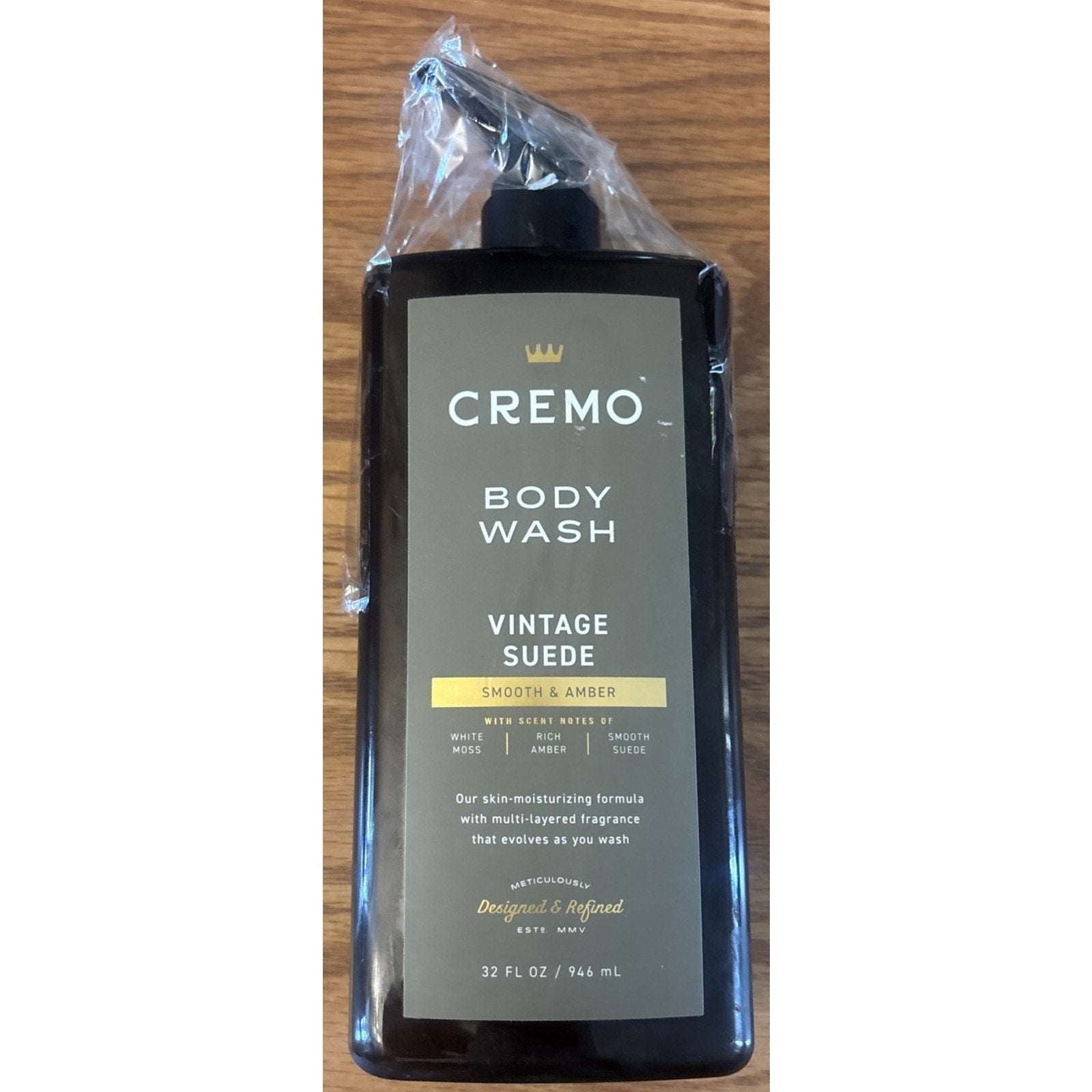 Cremo Vintage Suede Smooth & Amber Moisturizing Body Wash for Men, 32 FL Oz