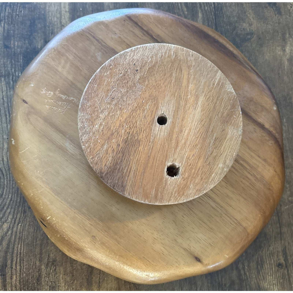 Vintage MCM Monkey Pod Wood Rotating Lazy Susan Party Serving Bowl Tray Dish