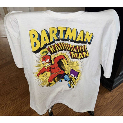 Simpsons - BARTMAN And RADIOACTIVE MAN • White Graphic T-Shirt Bart & Homer • L