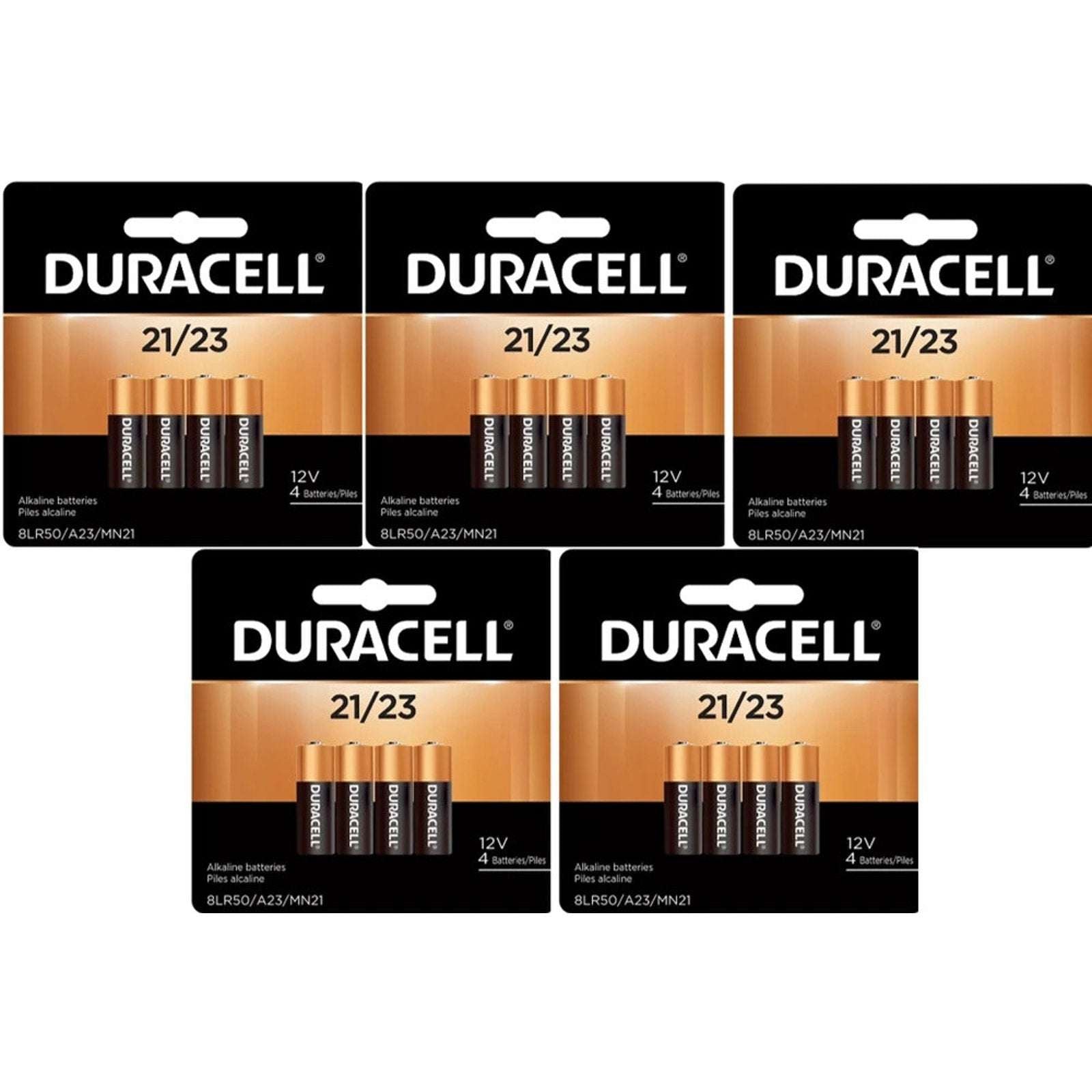 5 Packs Of 4 Duracell 12V A23 21/23 MN21 MN23 23AE 23A 23GA Security Batteries