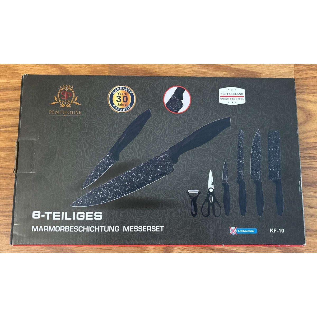 Swiss Culinary Knife Set Penthouse KF-10 Marble Coated Antibacterial 6 Piece Set