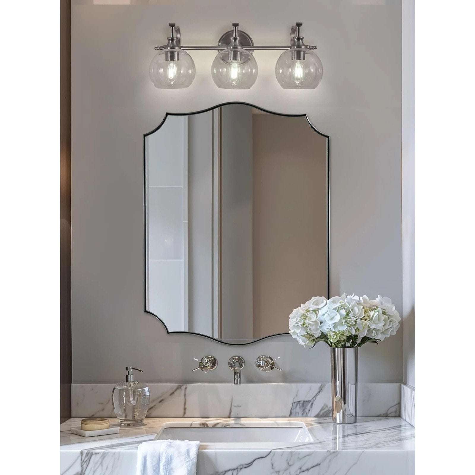 ANDY STAR 3 Light Bathroom Vanity Light Fixture Wall Mount in Brushed Nickel