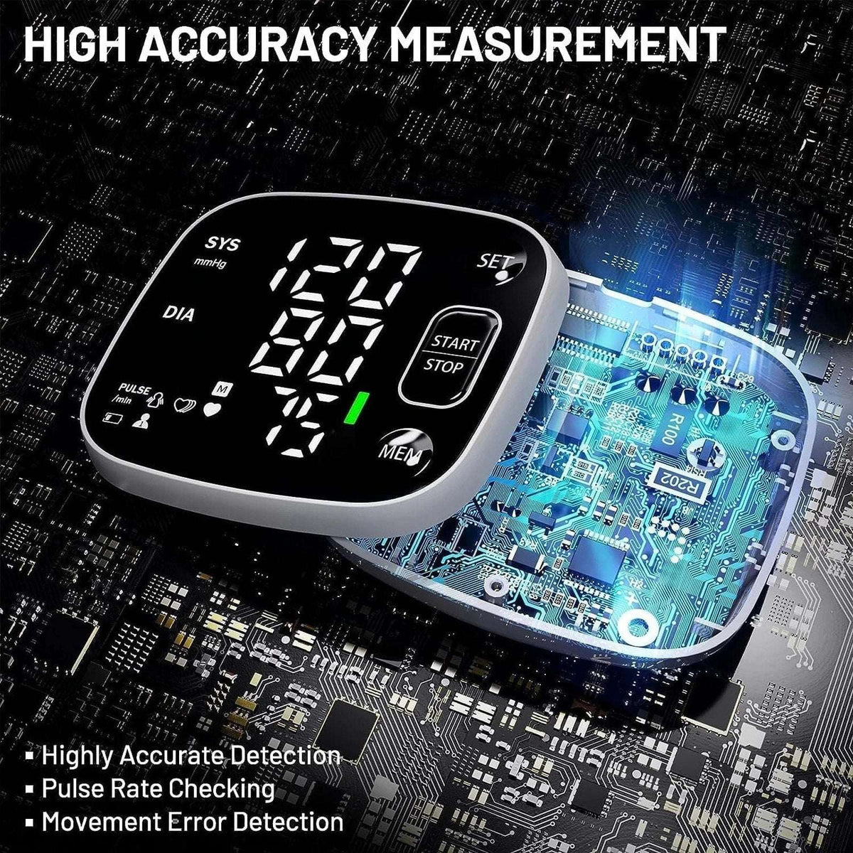 Oklar Automatic Blood Pressure Wrist Monitor for Home Use Rechargeable w/ Voice