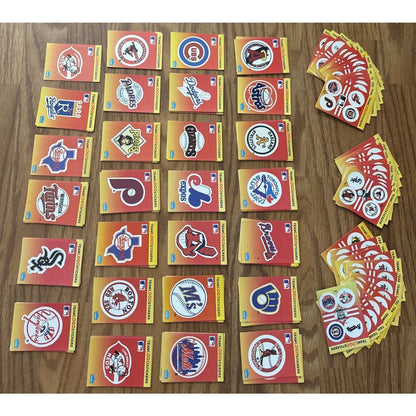 134Pcs 1991 Fleer MLB Baseball Teams Logo Stickers + Small 4-Team Sticker Cards