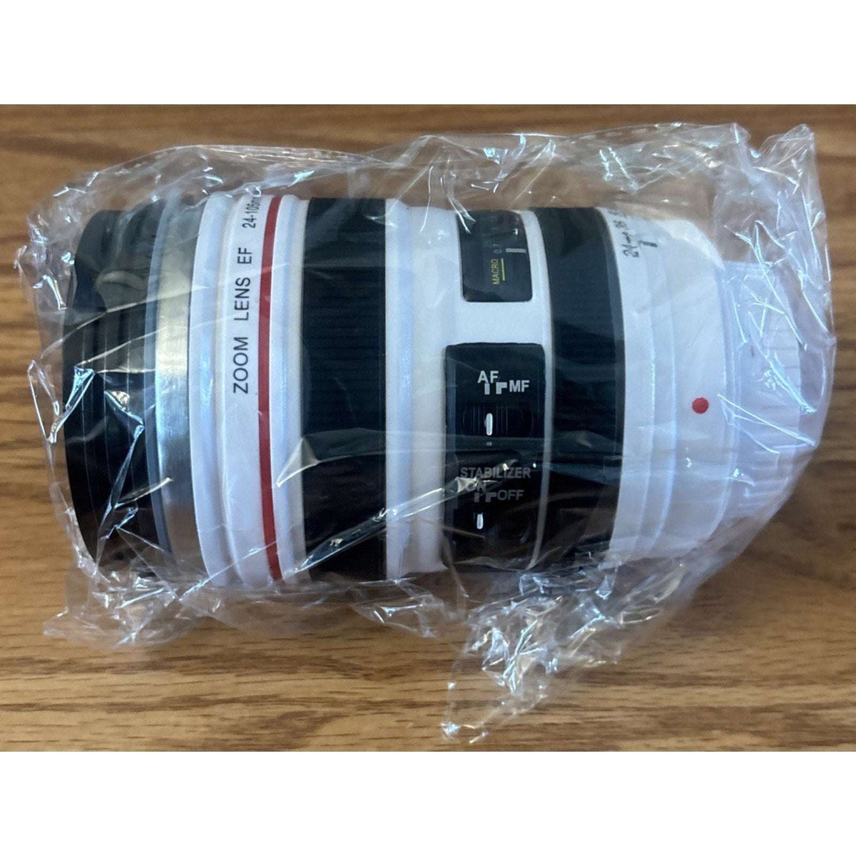 Cup Mug Tumbler w/ Lid Looks Like Canon EF 24-105mm F/4L USM Zoom Lens in White