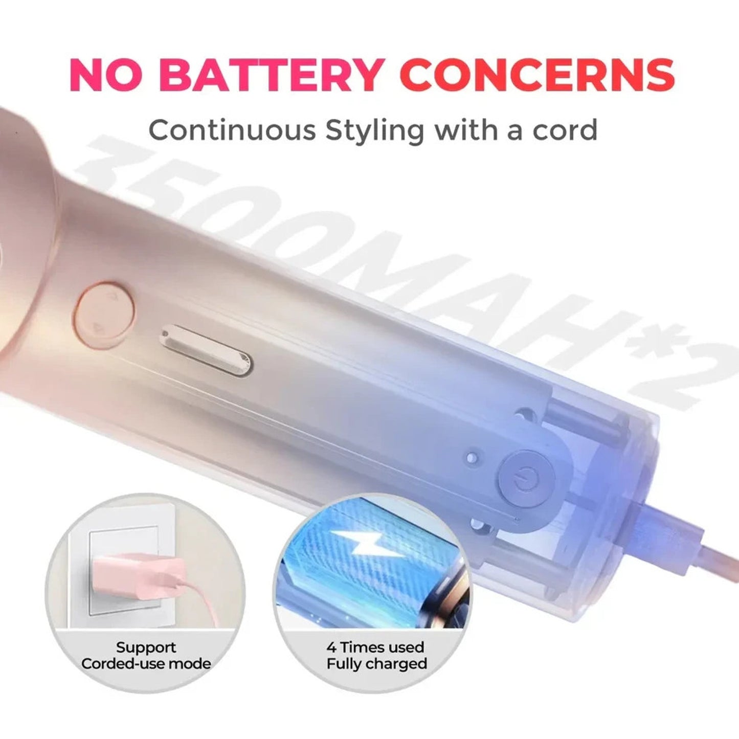 TYMO CURLGO 1" Cordless Automatic Rotating Curling Iron Anti-Scald, Temp Control