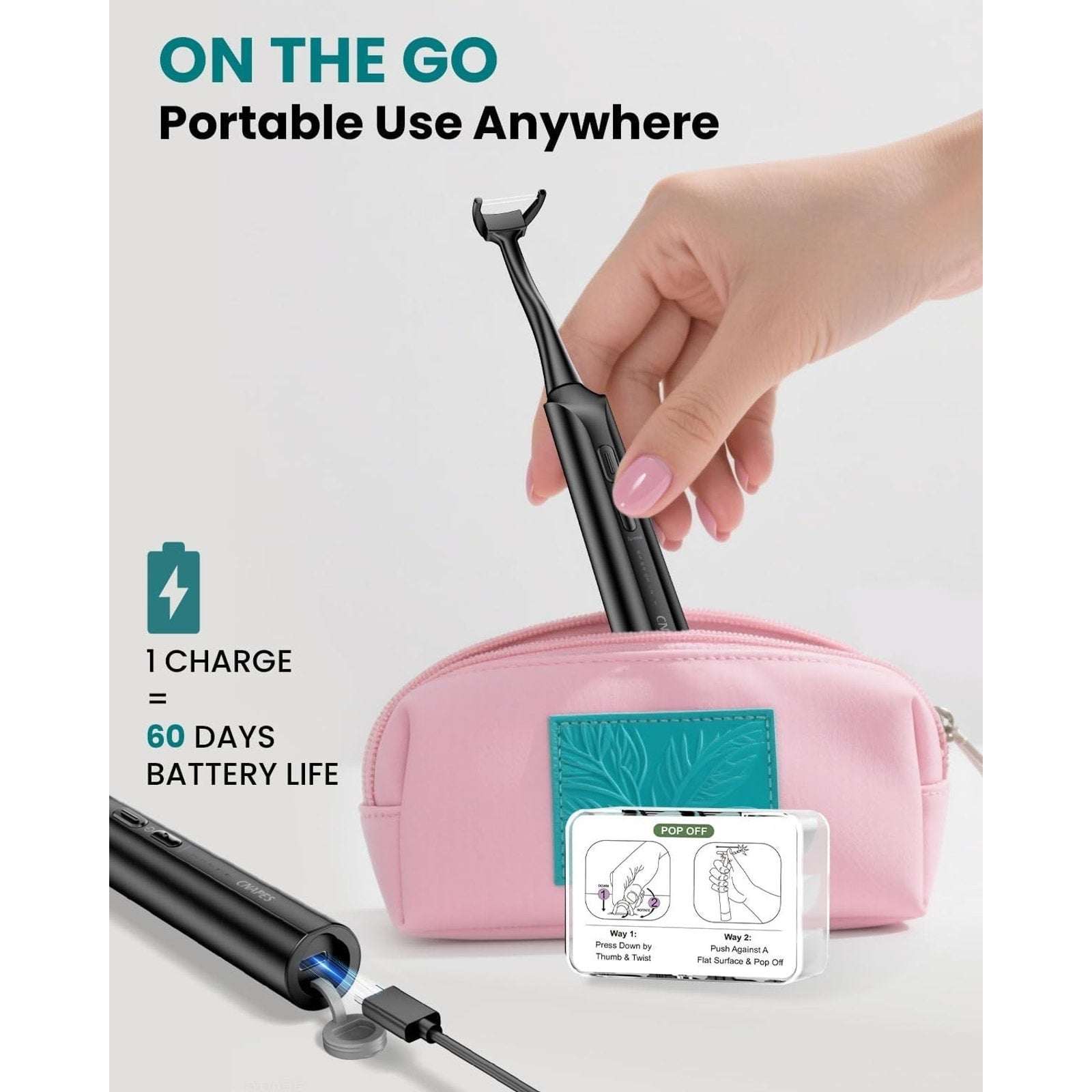 CNAPES Electric Oscillating & Vibrating Flosser + 54 Reusable Refill Floss Heads