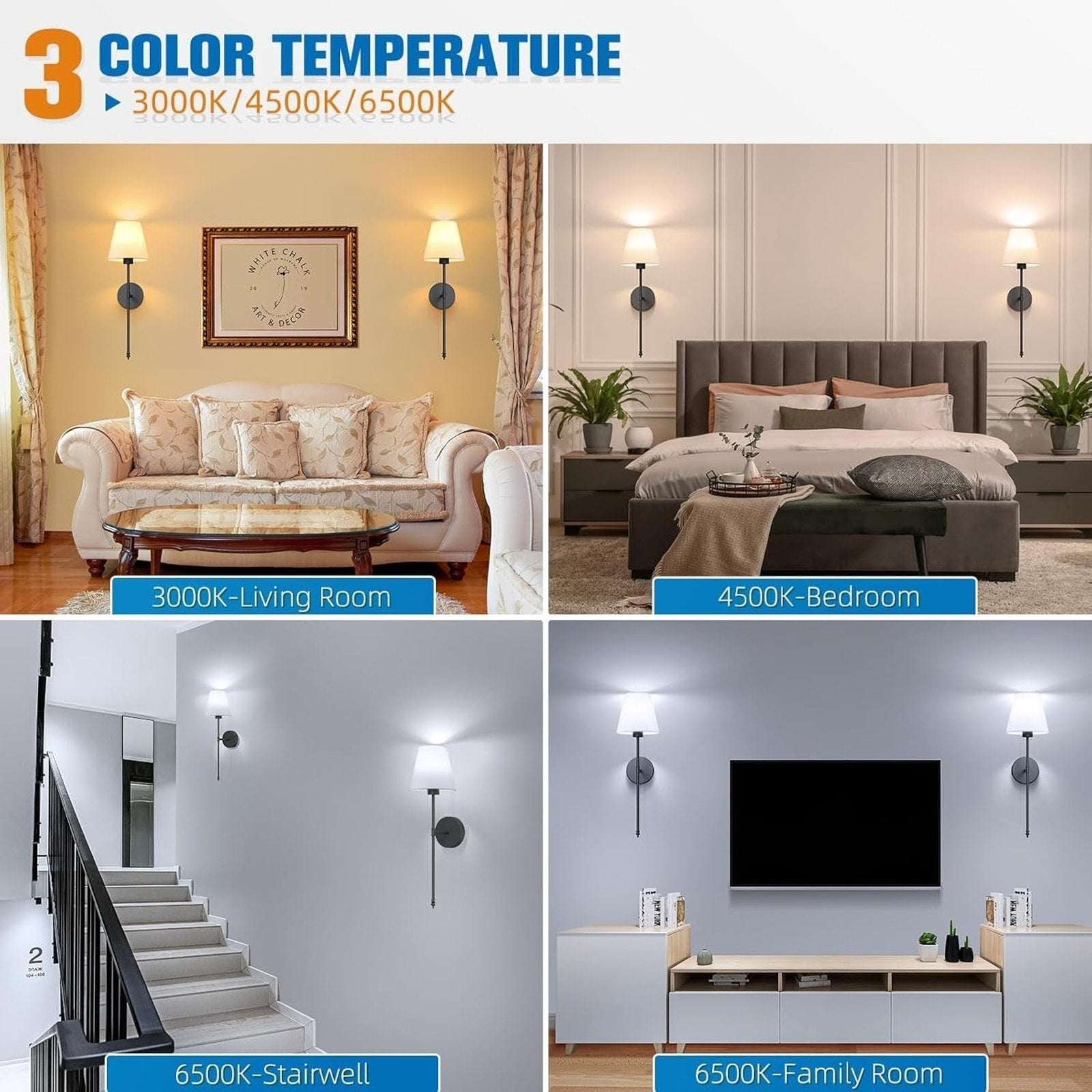 (2) Battery Operated Dimmable Wall Sconce Rechargeable Wall Lights RGB w/ Remote