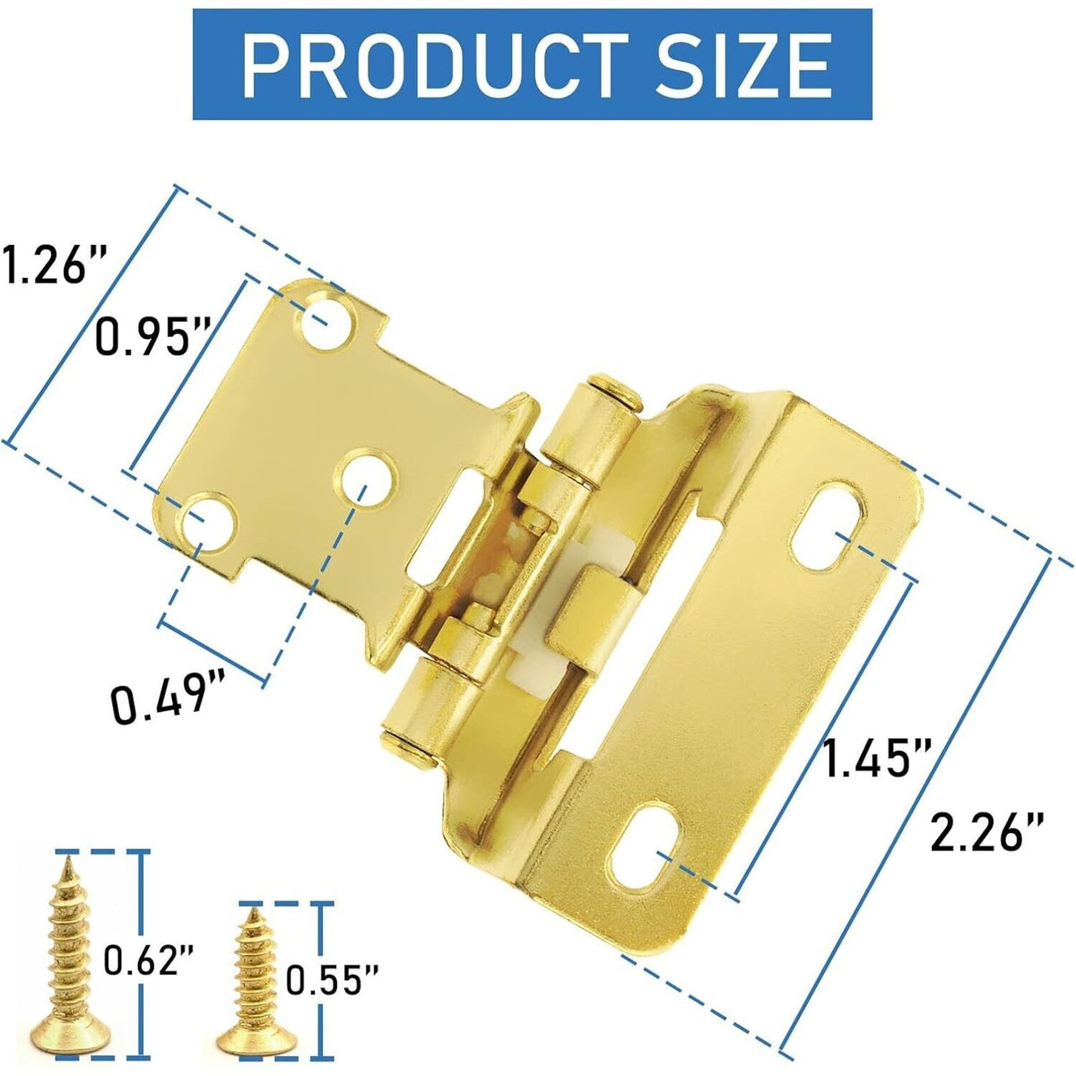 8 Pack 4 Pair Brass Gold Kitchen Cabinet Hinges Self Closing Cupboard Door Hinge
