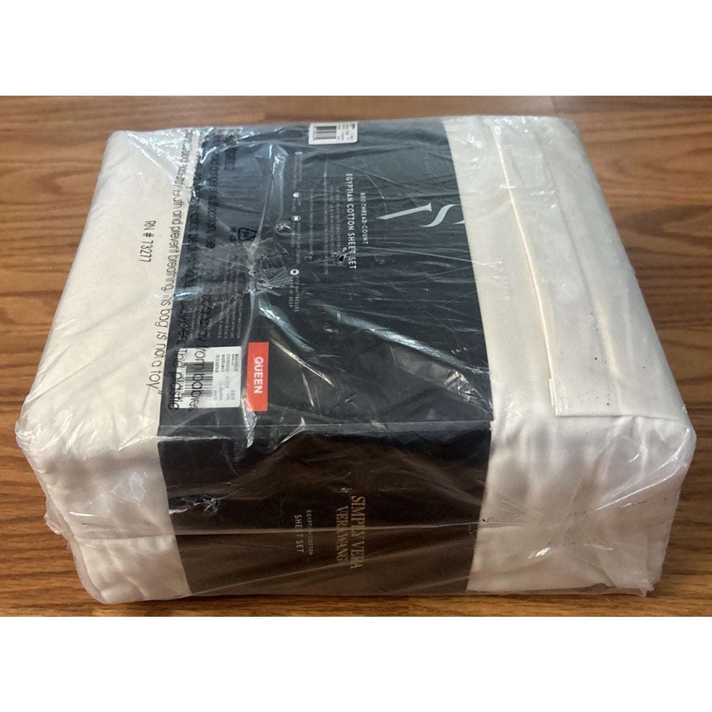 SIMPLY VERA WANG 800TC EGYPTIAN COTTON 4PC Sheet Set Whisper White QUEEN