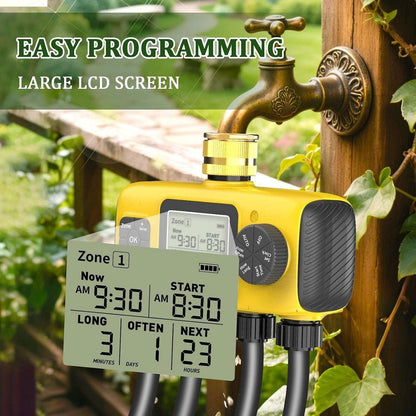 4-Zone Programmable Digital Smart Water Timer w/ Brass Inlet, Rain Delay, Anti-R