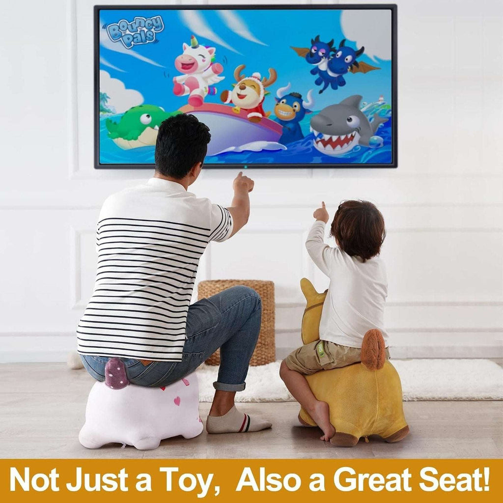 iPlay, iLearn Bouncy Pals Hopping Horse, Toddler Inflatable Plush Ride-On Toy