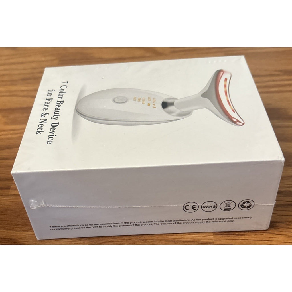 7-Color Anti-Aging Firming Face & Neck Massager w Heat EMS Red Light Beauty Devi