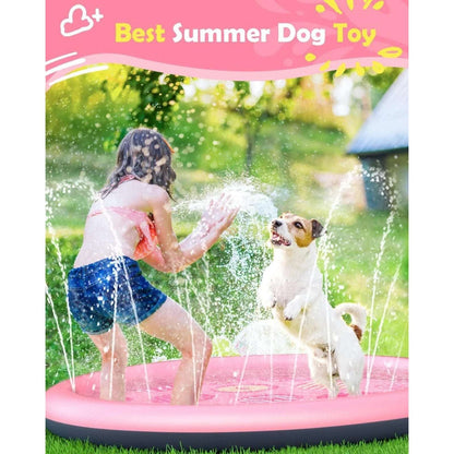 Wading Pool Summer Peteast 67" Dog/Kid Anti-Slip Splash Pad 0.58 mm Thickened