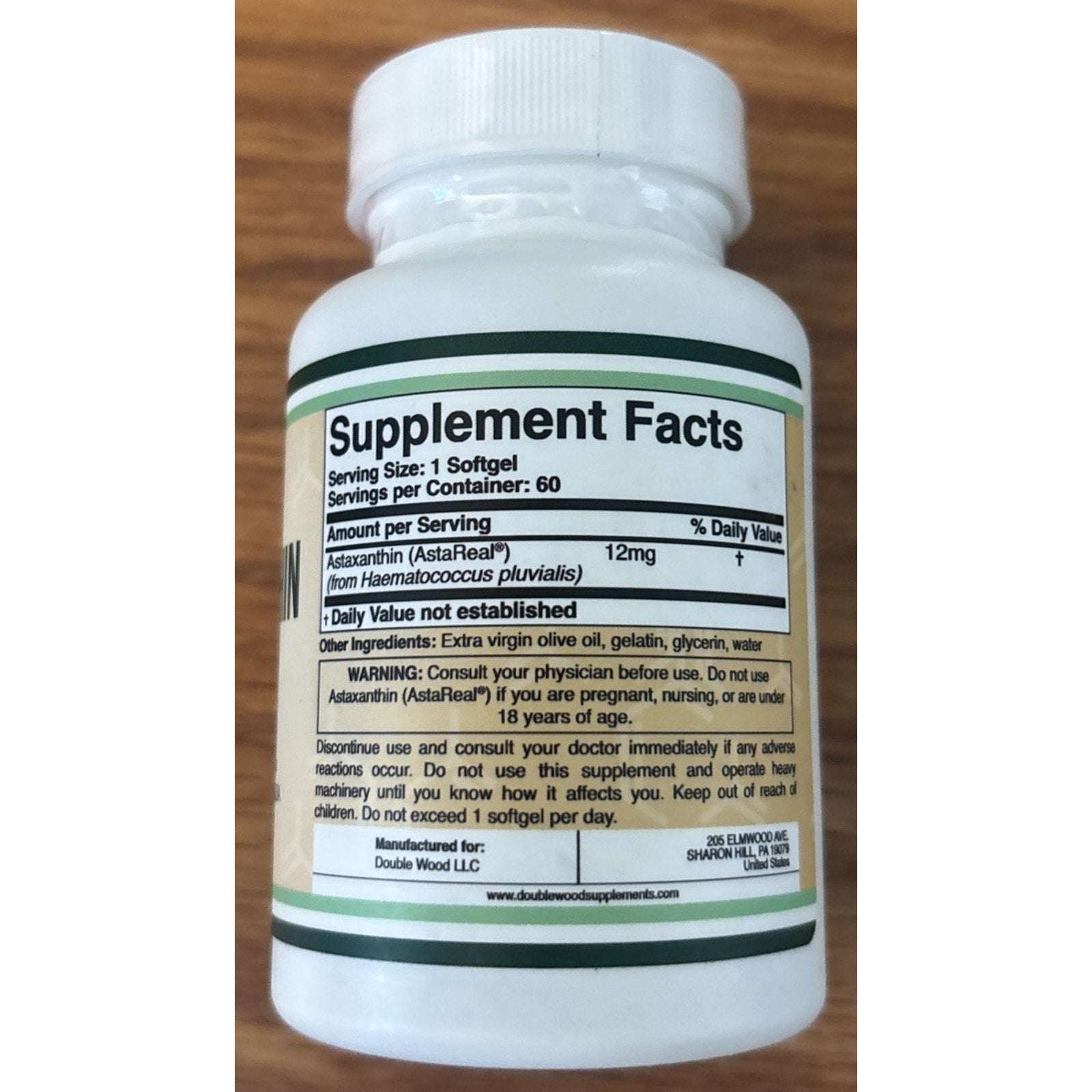 Astaxanthin Astareal 12Mg Max Strength, Natural, Made in the USA by Double Wood