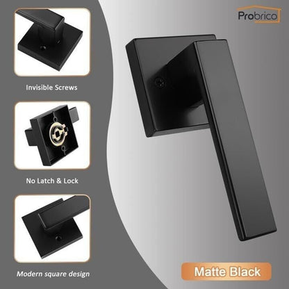 Probrico Matte Black Dummy Door Levers Interior Handles Non Turning Pull 4 Pack