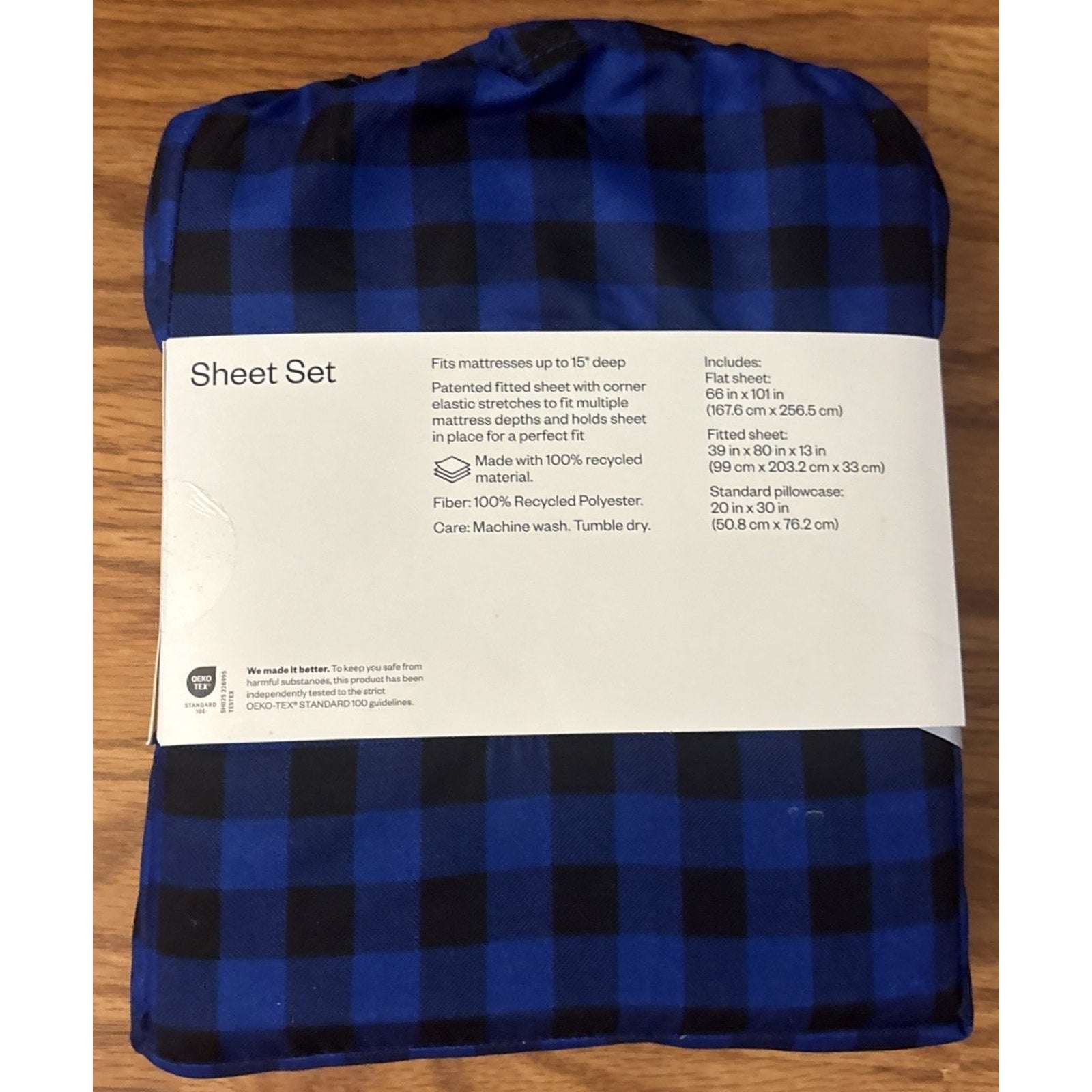 2 Sets Room Essentials Blue & Black Buffalo Plaid Microfiber Sheet Set Twin XL