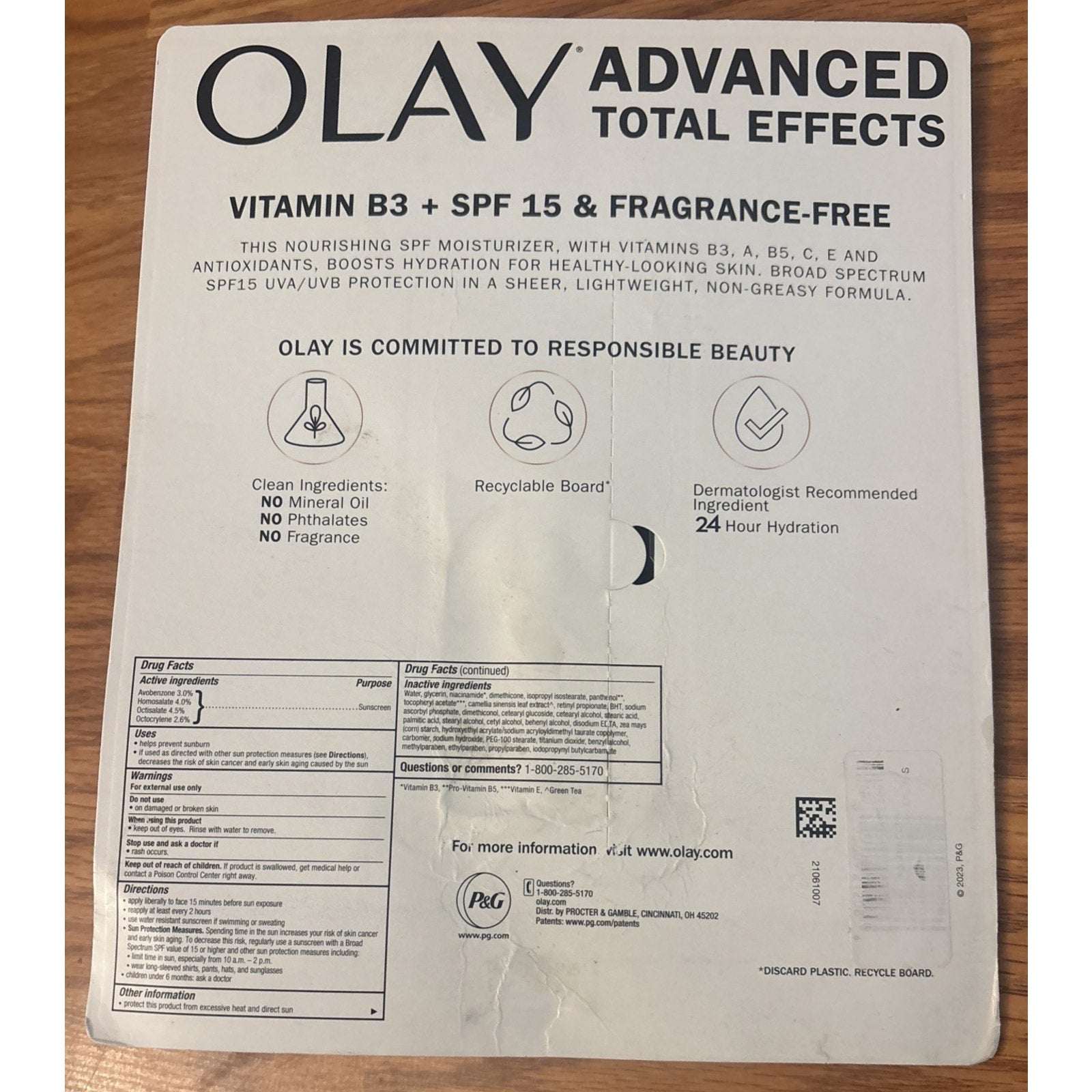 Olay Advanced Total Effects Facial Moisturizer + SPF15 - New/Sealed 3.4 fl oz