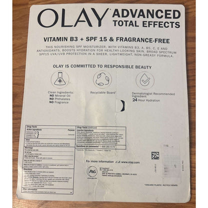 Olay Advanced Total Effects Facial Moisturizer + SPF15 - New/Sealed 3.4 fl oz