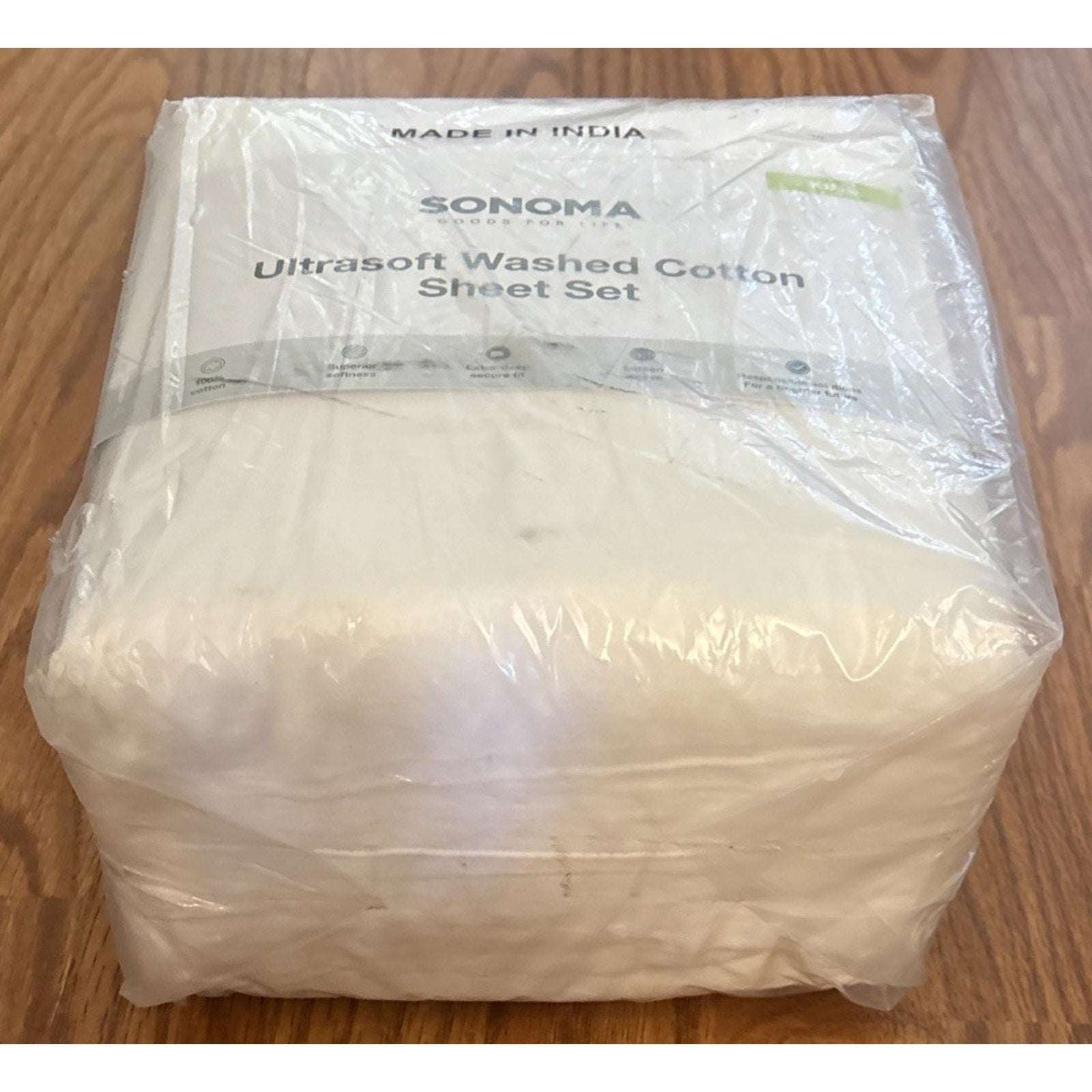 Sonoma Goods For Life Ultrasoft Washed Cotton 4PC White King Size Sheet Set