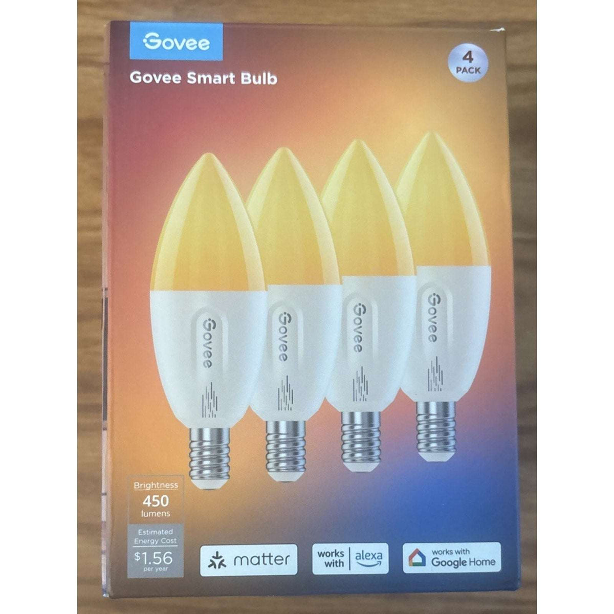 Govee E12 4 Pack Led Smart Bulbs H600B WiFi Candelabra Alexa/Google/Matter RGBWW