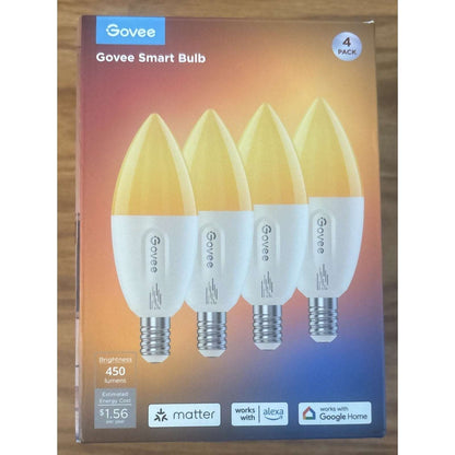 Govee E12 4 Pack Led Smart Bulbs H600B WiFi Candelabra Alexa/Google/Matter RGBWW