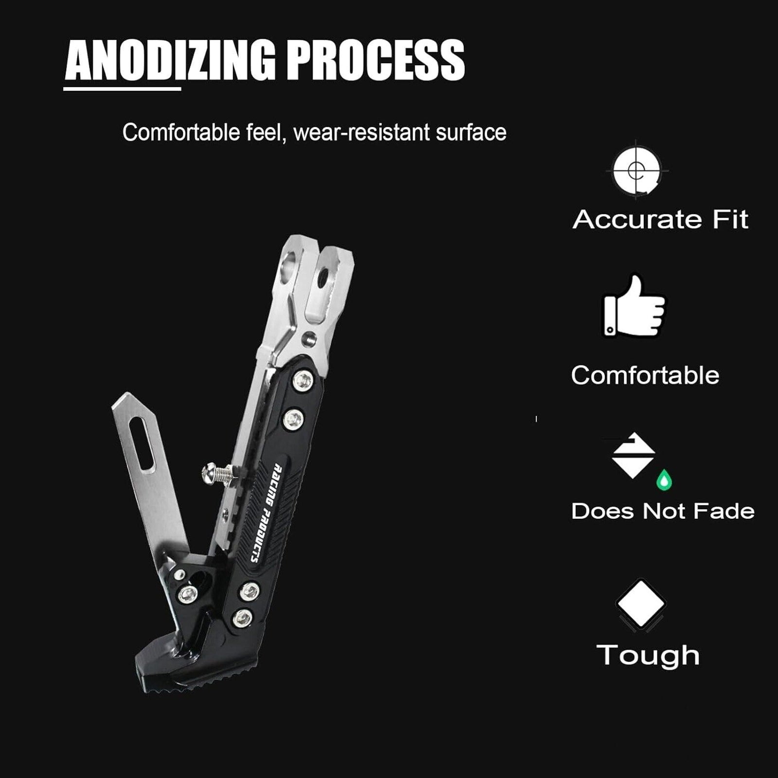 Motorcycle CNC Aluminum Alloy Kickstand Foot Side Support Adjustable READ